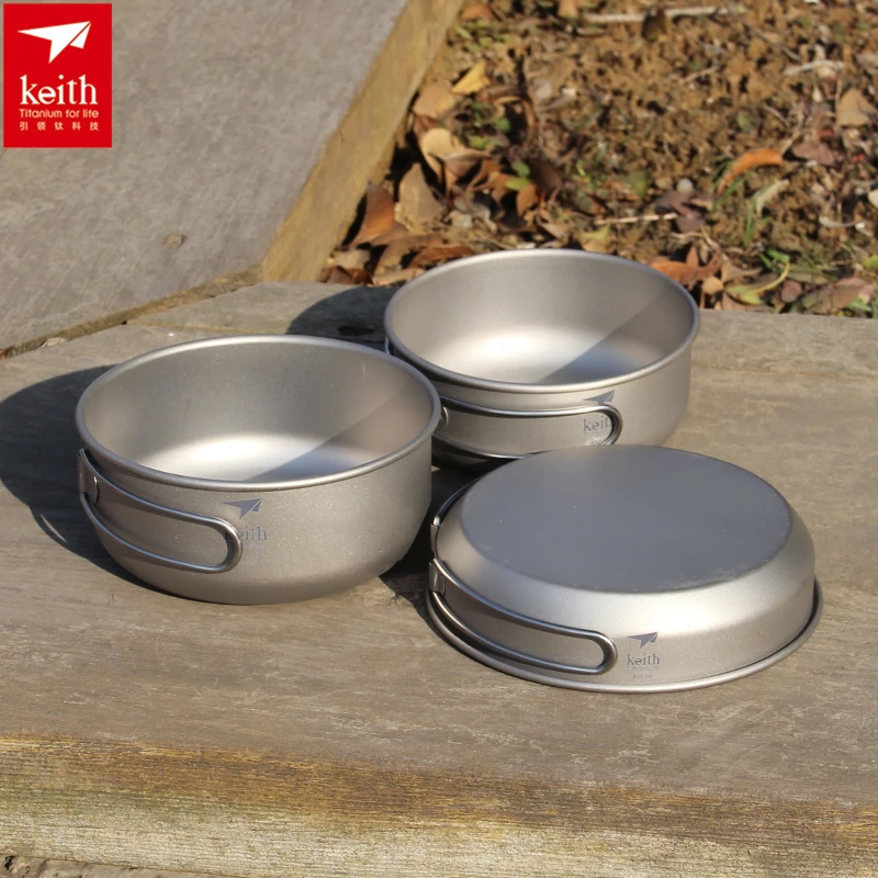 Outdoor Camping Cooking Set - Keith 3 шт. титановая посуда, сковороды,