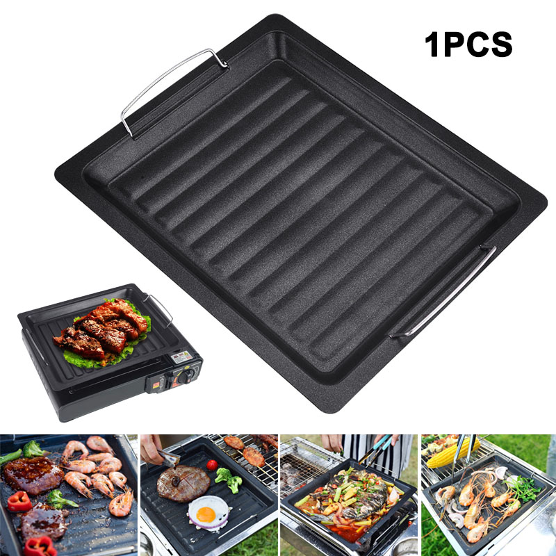 Outdoor Camping Cooking Set - Уличная толстая квадратная сковорода-гриль с двумя