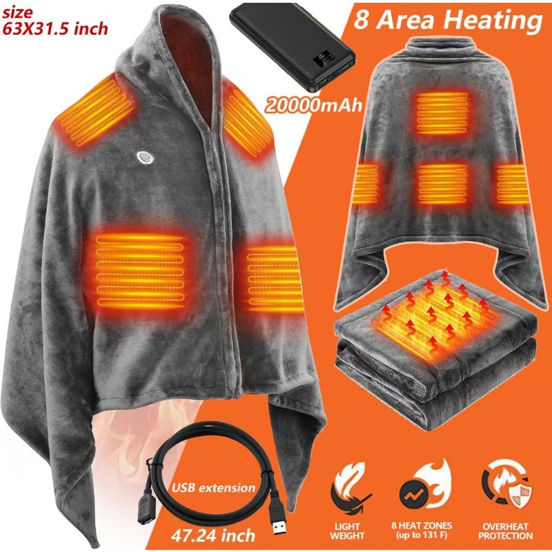 Outdoor Camping Heated Blanket - Новинка 2025 года, шаль с USB-подогревом,