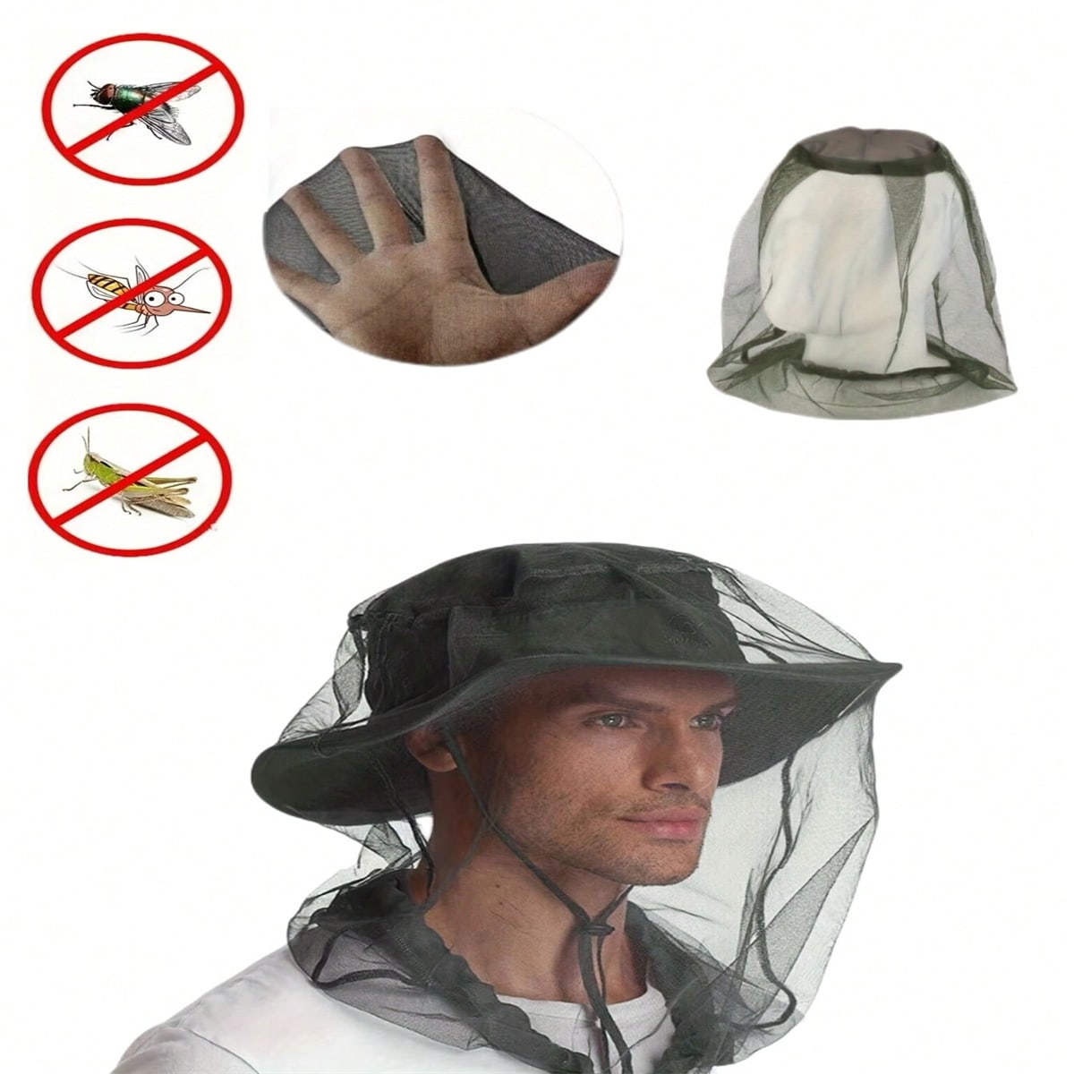 Outdoor Camping Mosquito Net - Комплект из 2 штук: шляпа для