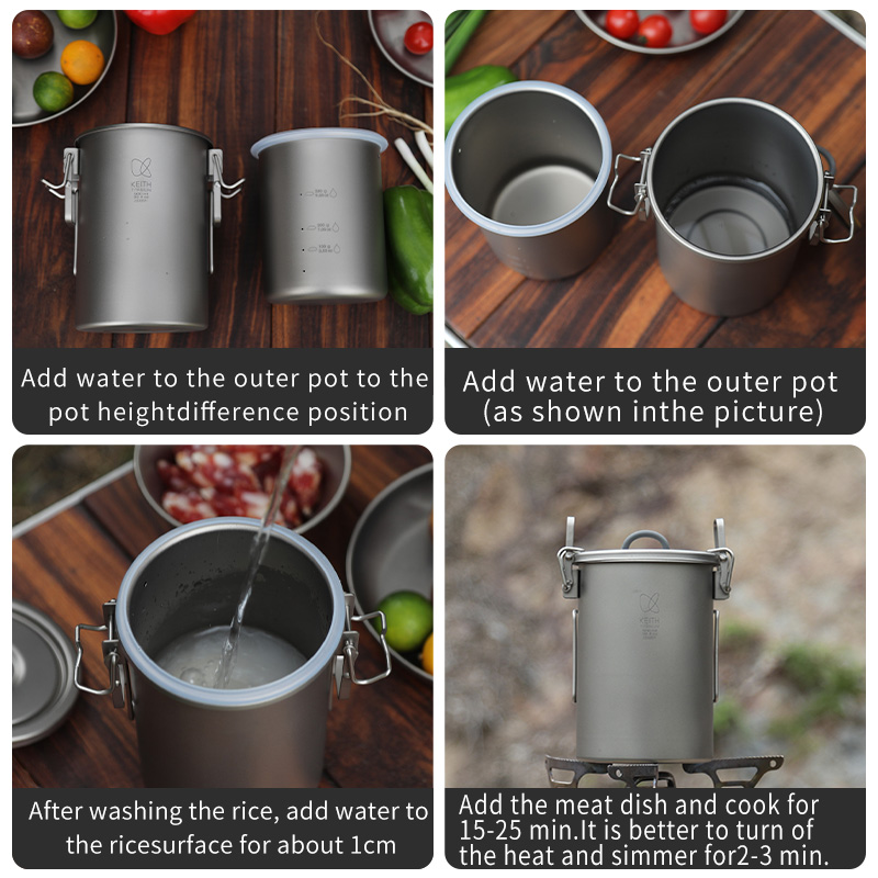 Рисоварка KEITH из чистого тит – обзор и цена Outdoor Camping Cooking Set