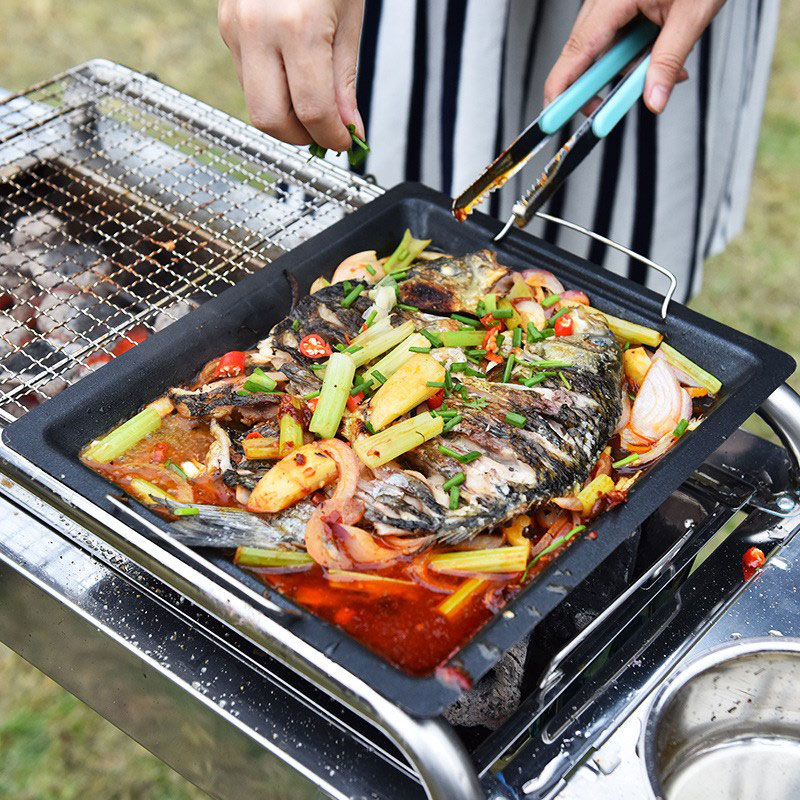 Уличная толстая квадратная ско – обзор и цена Outdoor Camping Cooking Set